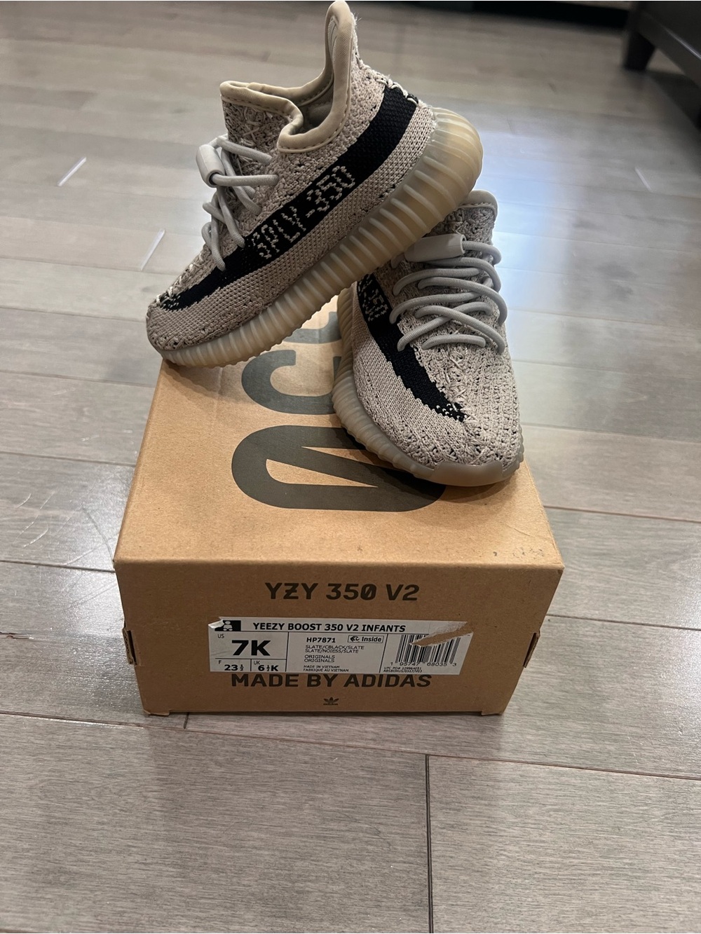 Adidas Yeezy Boost 350 V2 Infant 7K Slate HP7871 Toddler Sneakers w/Box